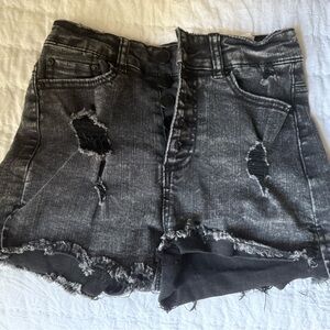 Distressed Black Jean Shorts